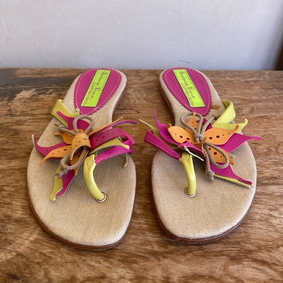 MATERIA PRIMA Goffredo Fanttini Designer Flip Flop Sandals Leather 38.5 Italy!! - Picture 11 of 12